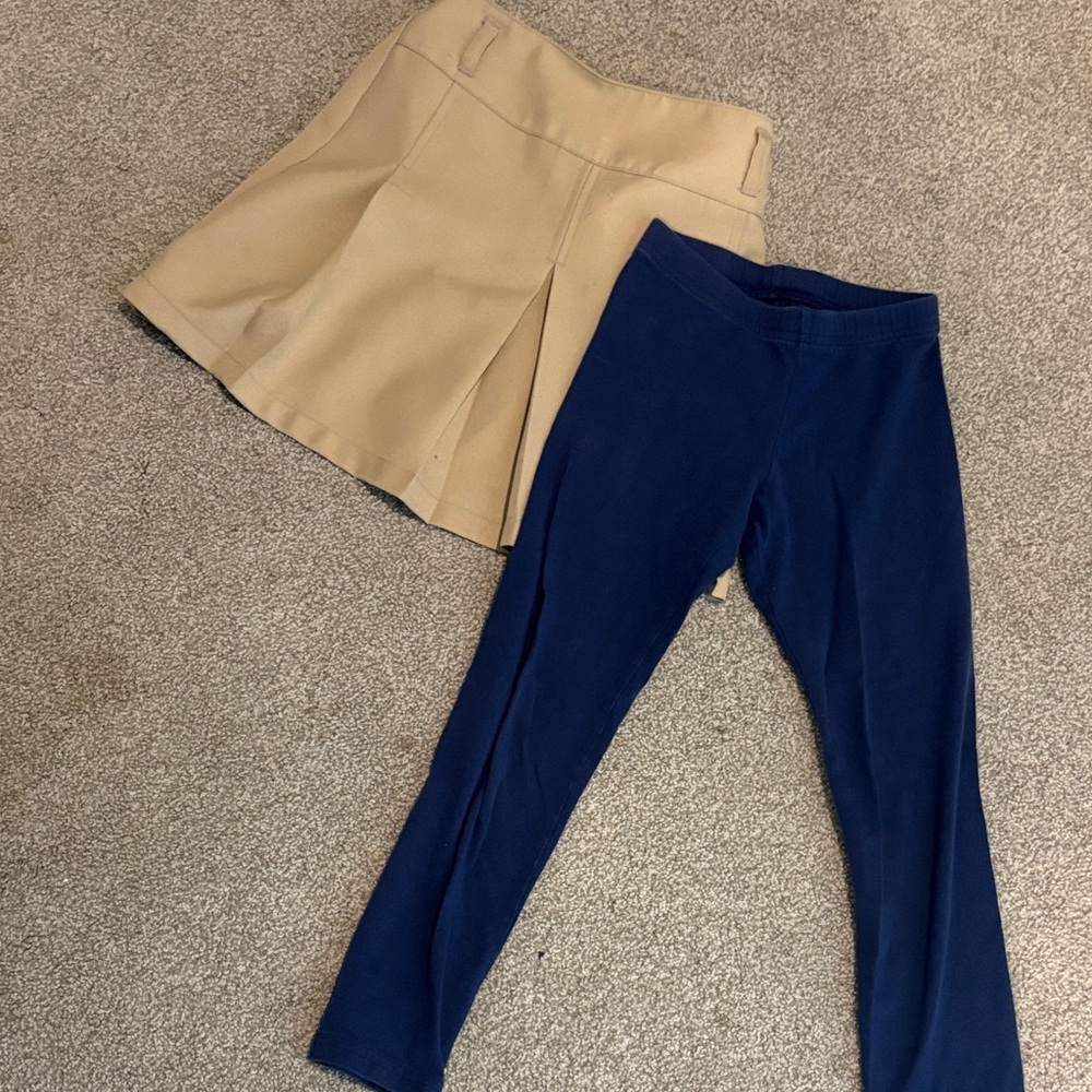 Girls Beige Skirt and Navy Leggings - Back2School Bundle!